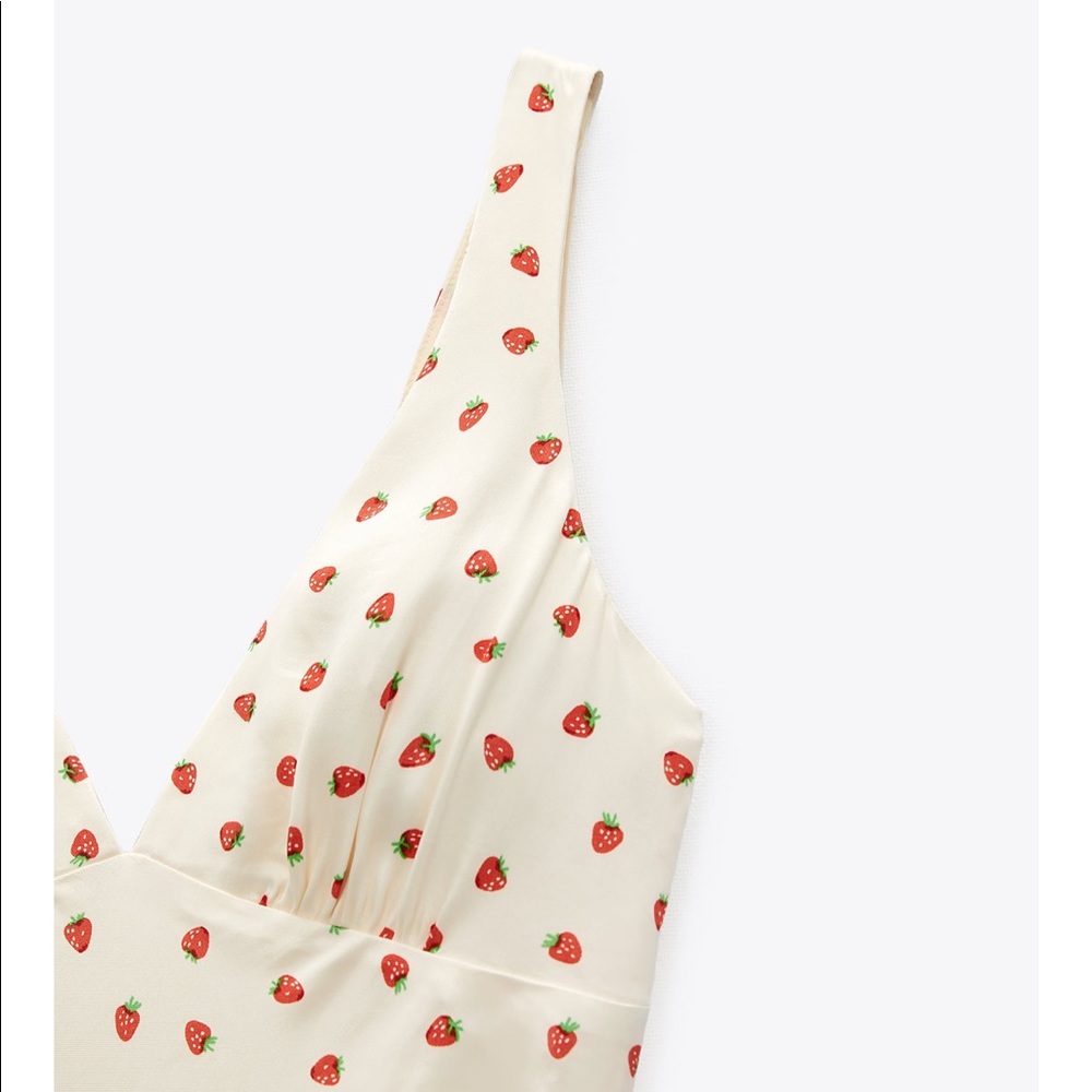 🔴SOLD ZARA STRAWBERRY SATIN PRINT DRESS - Picture 7 of 10